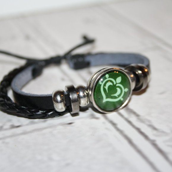 Beautiful black and green heart bracelet adjustable - Picture 2 of 3